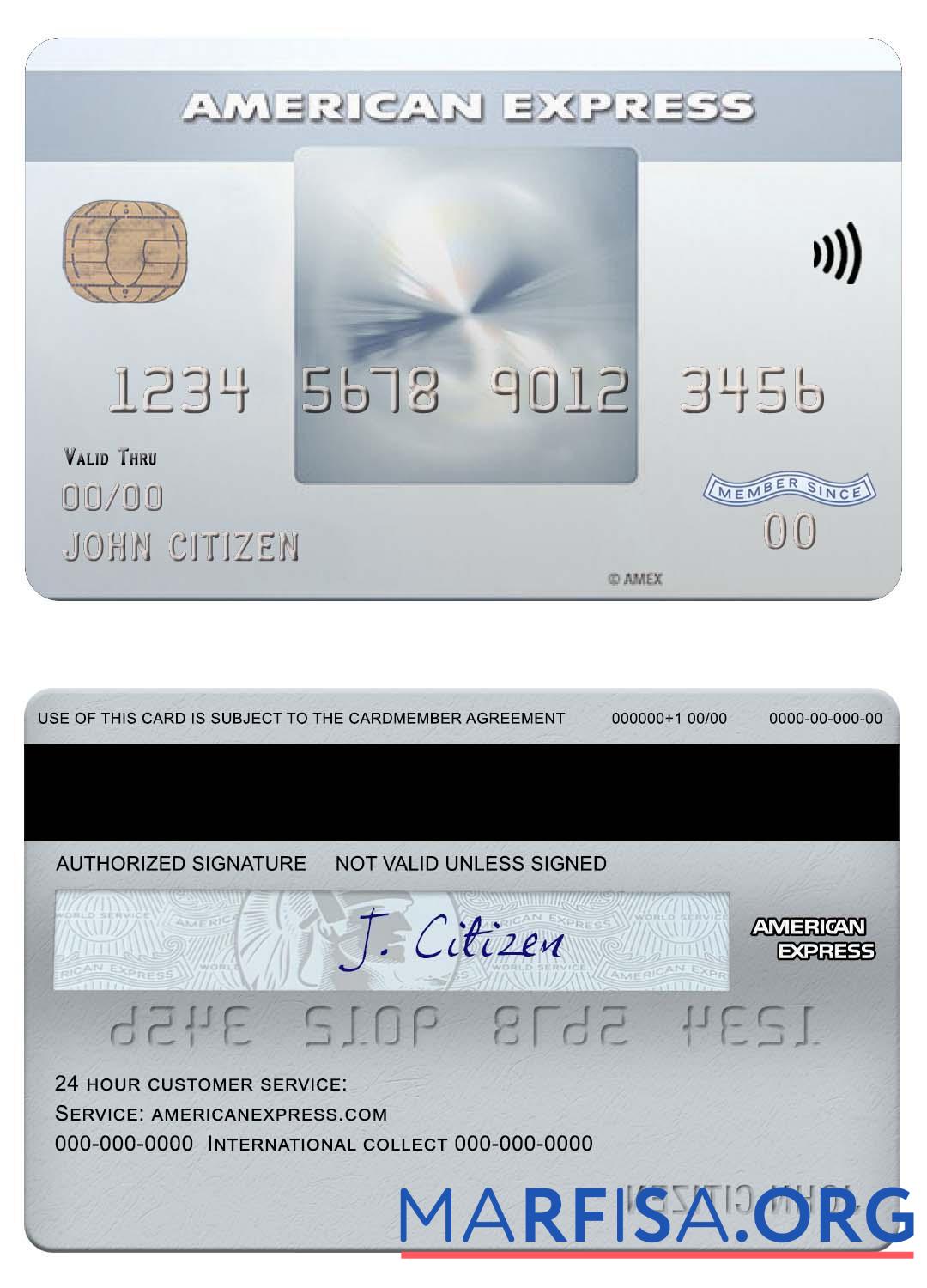Realistic USA Bank of New York Mellon amex everyday card sample